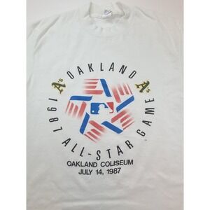 1987‎ Oakland A's MLB All-Star Game Tee Vintage Trench Tag USA Shirt